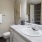 a bathroom with a large mirror